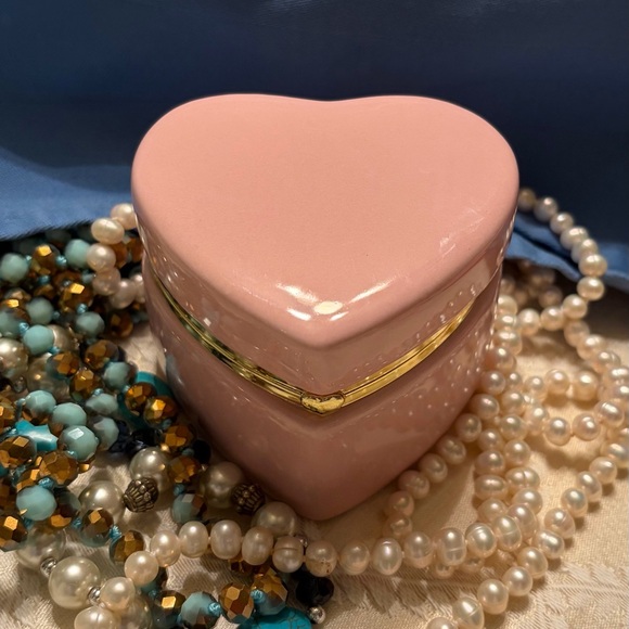 Other - Heart-Shaped Hinged Pink Jewelry/ Trinket Box